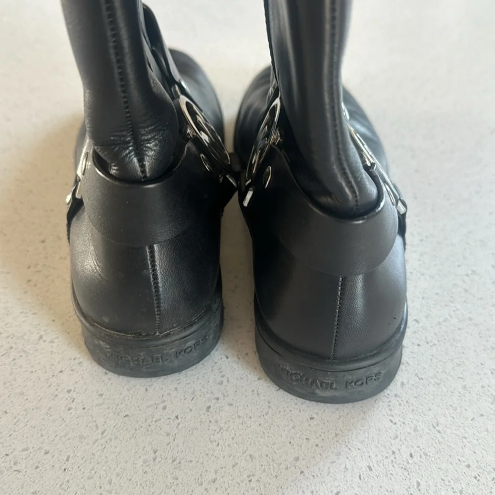 🍍 Michael Kors Fulton Leather Biker Bootie, Black 8.5🍍S7